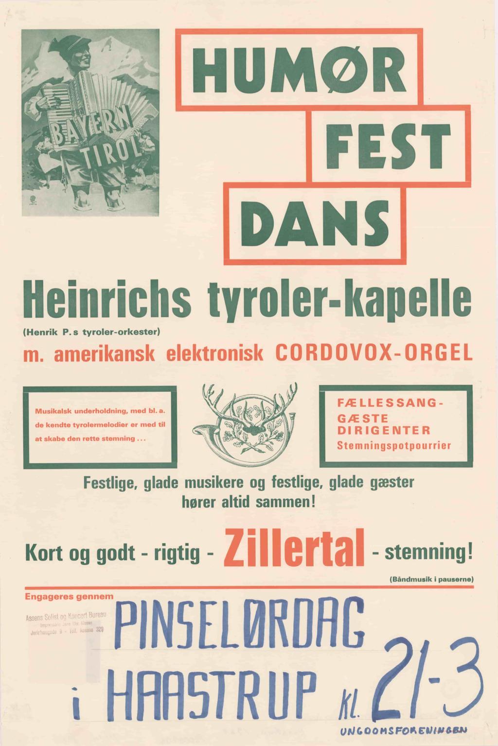 Plakat for Heinrichs tyroler-kapelle fra 1968