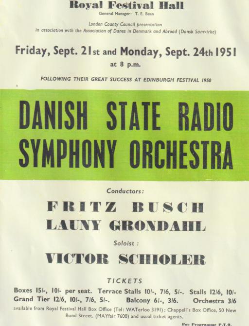 Plakaten for Radiosymfoniorkestrets gæstespil i London, september 1951